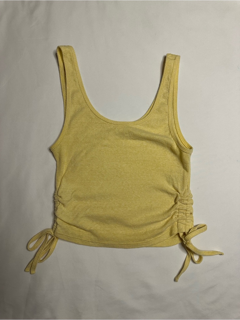 Pacsun Women's Yellow Ribbed Side-Tie Tank Top